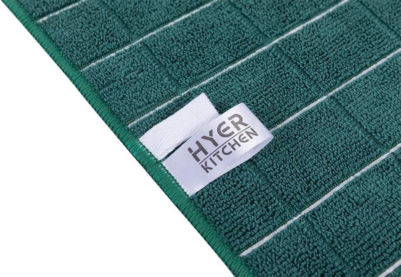 HYER KITCHEN Microfiber Dish Towels - Soft, Super Absorbent and Lint Free Kitchen Towels - 8 Pack (Lattice Designed Green Colors) - 26 x 18 Inch (Dark Green) - Image 3