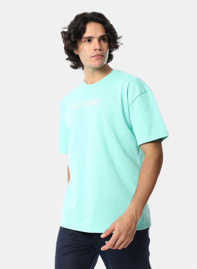 Andora Printed Half Sleeves Loose Fit T-Shirt_ Mint Green - Image 3