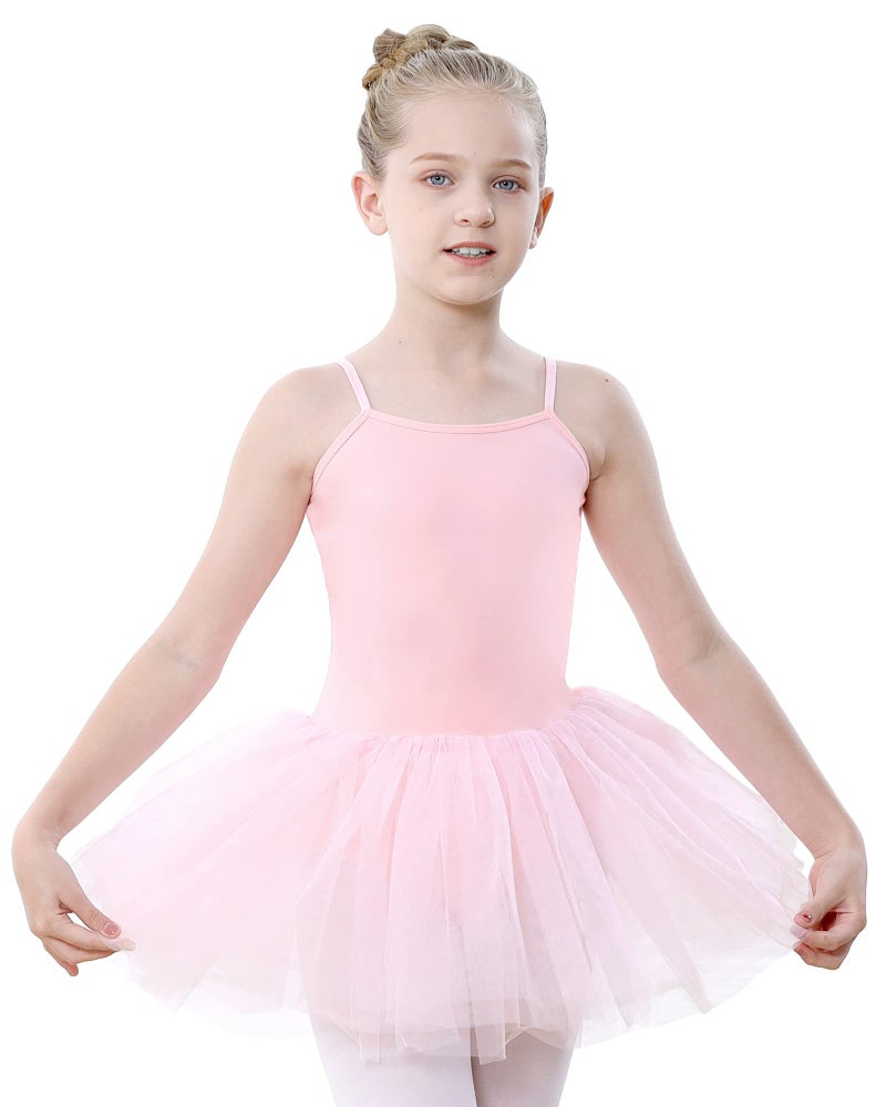 Stelle Toddler Ballet Leotards for Girls,Dance Leotard for Girls,Camisole Toddler Ballet Outfit with Tutu for Studio Outdoor Daily Wear, Pink 5-6 Years - Image 1