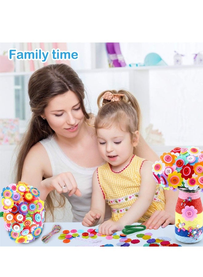 Bukela Crafts for Girls Ages 4-12 Gift Make Your Own Flower Bouquet with Buttons Felt Flowers, Christmas Gifts Vase Art and Craft for Kids- DIY Activity for Boys & Girls Age 6 7 8 9 10 11 12 Year Old - Image 3