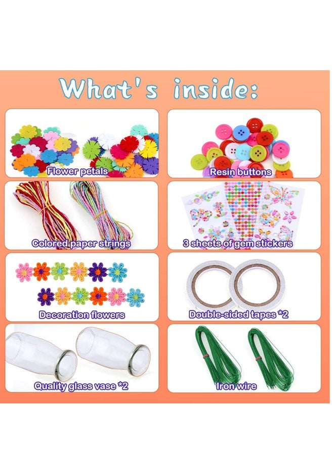 Bukela Crafts for Girls Ages 4-12 Gift Make Your Own Flower Bouquet with Buttons Felt Flowers, Christmas Gifts Vase Art and Craft for Kids- DIY Activity for Boys & Girls Age 6 7 8 9 10 11 12 Year Old - Image 2