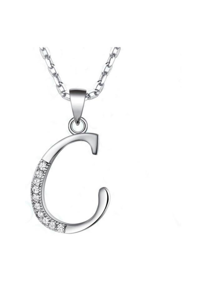 Generic - 925 Sterling Silver C Pendant Dazzling Rhinestones Personalized Initial Jewelry for Necklace Bracelet - Image 1