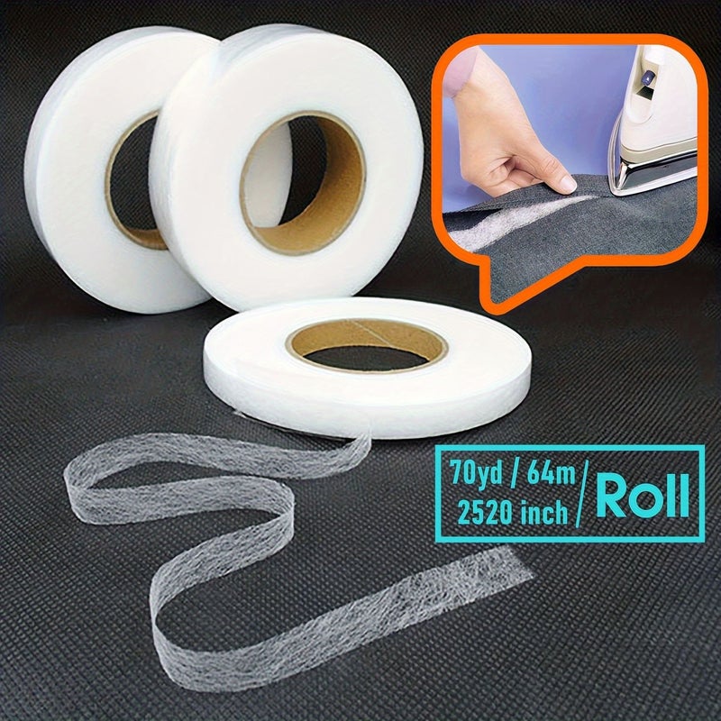 Nonwoven Interlining Tape 2520 Inch 1cm Wide Iron On Hem Adhesive For DIY Sewing Hat Craft Patchwork - Image 1