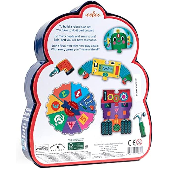 إيبو eeBoo Build لعبة Robot Spinner ، تجمع بين الأرقام البسيطة والمرح ، 3 سنوات فما فوق - Image 3