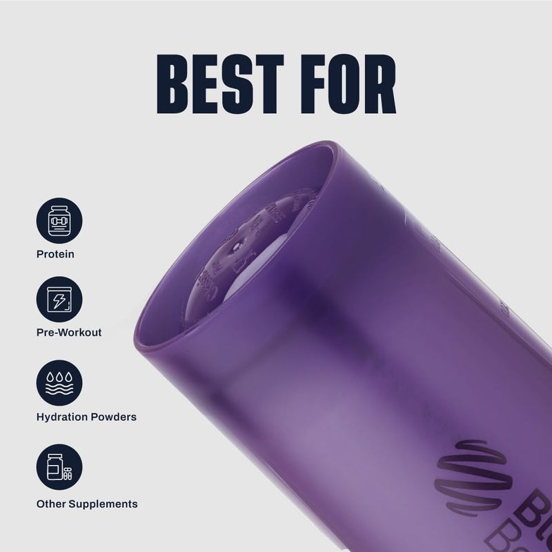 BlenderBottle Blender Bottle Classic V2 Shaker Perfect for Protein Shakes and Pre Workout, 20oz, Full Color Purple - Image 4