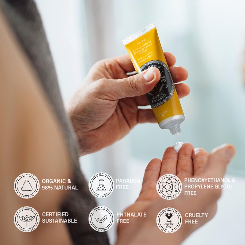 La Chatelaine 20% Shea Butter Hand Cream Travel Size, Men, Unisex, Organic Argan Oil, Moisturizing, Nourishing, Extra-Rich Hand Lotion, Made in France, Paraben Free, 1 oz / 30ml (Citrus Zest) - Image 3