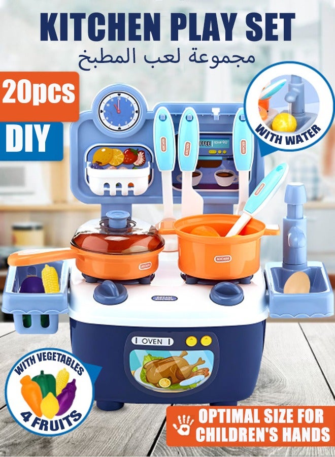 Kitchen Pretend Play Toy Kitchen Toy for kids, Play Kitchen Set Role Playing Game Pretend Food and Cooking Playset, Kids Toy Kitchen Set with Play Sink, Kitchen Mini Small Happy Toy Education Preschool , for 3 4 5 6Years Old Girls Boys  - Image 1