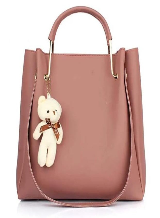 ARONPRO Women's Pu Handbag Stylish Casual Work Wear Shoulder Bag With Cute Teddy Tassel - Image 1