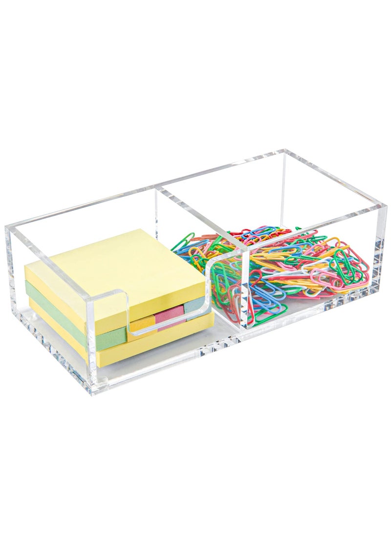 SYOSI Clear Acrylic Sticky Note Holder, 2 in 1 Acrylic Sticky Notes Dispenser, Memo Holder for 3x3 Note Pad for Desk Organization, Office, Home, Office Accessories  - Image 1