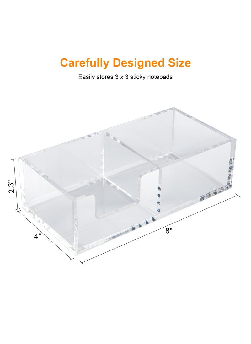 SYOSI Clear Acrylic Sticky Note Holder, 2 in 1 Acrylic Sticky Notes Dispenser, Memo Holder for 3x3 Note Pad for Desk Organization, Office, Home, Office Accessories  - Image 3