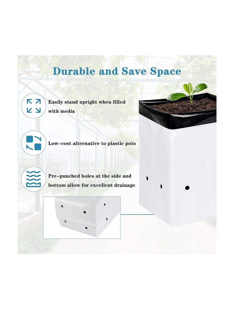 Excefore Film Grow Bag, 1 Gallon Plastic Grow Bags, Black and White Plant Nursery Bags, Seeding Bags for Vegetable Flower Plant, Suitable for Potting Seedlings, and Rooting  - Image 4