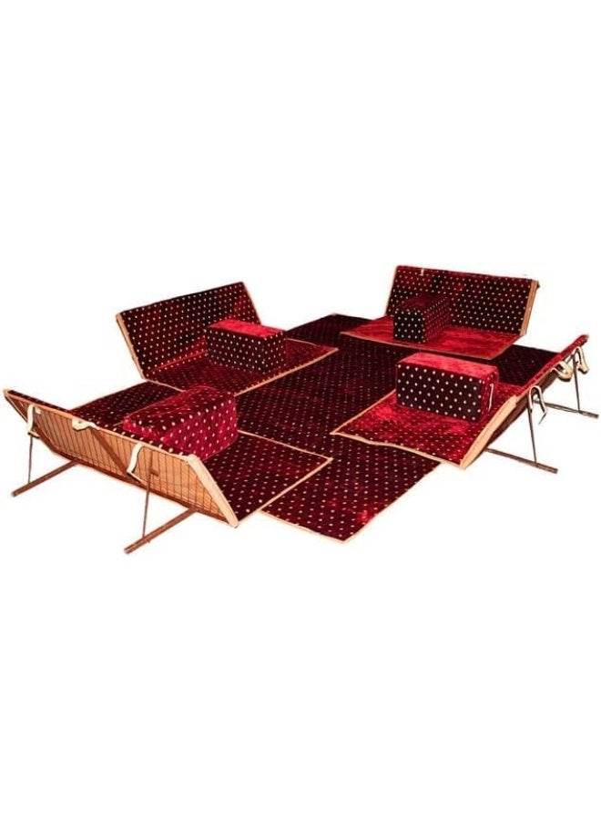 Xboat 9 Piece Heritage Floor Seating Set, Camping Floor Mattress Set with 4 Marakis, 4 Chairs and High Quality Fabric Mat for 8 Persons - Image 1