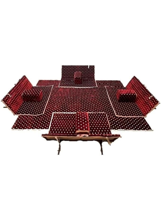 Xboat 9 Piece Heritage Floor Seating Set, Camping Floor Mattress Set with 4 Marakis, 4 Chairs and High Quality Fabric Mat for 8 Persons - Image 2