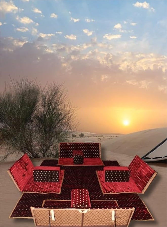 Xboat 9 Piece Heritage Floor Seating Set, Camping Floor Mattress Set with 4 Marakis, 4 Chairs and High Quality Fabric Mat for 8 Persons - Image 3