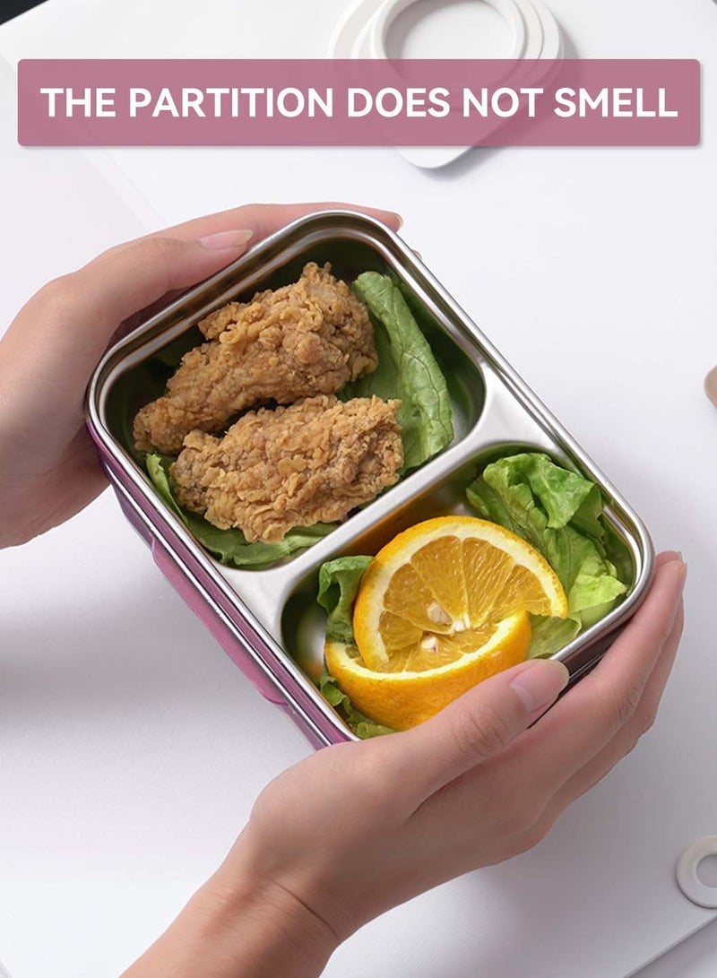 LEOKOR Stainless Steel Bento Box Double Layer 1000ML Leakproof Lunch Container with Lunch Bag and Tableware for Adults Kids Teens Daily Use Purple - Image 3