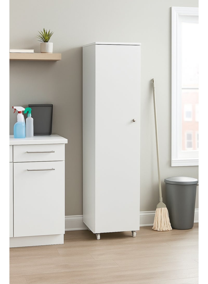 اي اف تي خزانة MDF بيضاء متعددة الأغراض بتصميم عصري مع باب لتخزين المماسح وصناديق القمامة والمستلزمات المنزلية بكفاءة. تم تصميم هذه الخزانة الأنيقة والعملية لتلبية جميع احتياجات التخزين الخاصة بك مع تحسين مساحة المعيشة الخاصة بك. مع لمسة نهائية بيضاء أنيقة من MDF، فإنها تمتزج بسلاسة مع أي ديكور، مما يجعلها مثالية للاستخدام في المطابخ وغرف الغسيل. (أبيض) أرفان - Image 1