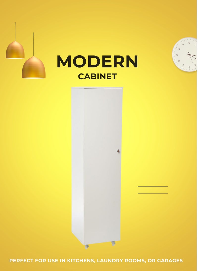 اي اف تي خزانة MDF بيضاء متعددة الأغراض بتصميم عصري مع باب لتخزين المماسح وصناديق القمامة والمستلزمات المنزلية بكفاءة. تم تصميم هذه الخزانة الأنيقة والعملية لتلبية جميع احتياجات التخزين الخاصة بك مع تحسين مساحة المعيشة الخاصة بك. مع لمسة نهائية بيضاء أنيقة من MDF، فإنها تمتزج بسلاسة مع أي ديكور، مما يجعلها مثالية للاستخدام في المطابخ وغرف الغسيل. (أبيض) أرفان - Image 3