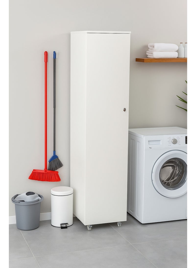 اي اف تي خزانة MDF بيضاء متعددة الأغراض بتصميم عصري مع باب لتخزين المماسح وصناديق القمامة والمستلزمات المنزلية بكفاءة. تم تصميم هذه الخزانة الأنيقة والعملية لتلبية جميع احتياجات التخزين الخاصة بك مع تحسين مساحة المعيشة الخاصة بك. مع لمسة نهائية بيضاء أنيقة من MDF، فإنها تمتزج بسلاسة مع أي ديكور، مما يجعلها مثالية للاستخدام في المطابخ وغرف الغسيل. (أبيض) أرفان - Image 2