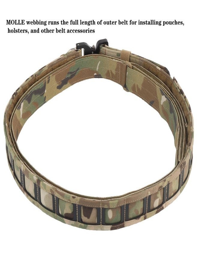JFFCESTORE Quick Release Tactical Belt for Men, Military Hiking Nylon Web Work Belt Quick Release Buckle Battle Outer Belt with Inner Belt (Camo) - Image 2