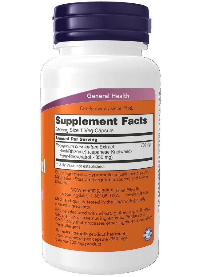 now Supplements Extra Strength Resveratrol 350Mg Natural Trans Resveratrol From 700 Mg Japanese Knotweed Extract 60 Veg Capsule - Image 3