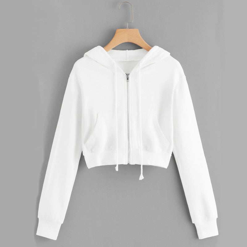 Zipper Sweatshirt Womens Design Niche Loose Korean Style Autumn and Winter 2024 New Long Sleeve Top Short Jacket Ins White