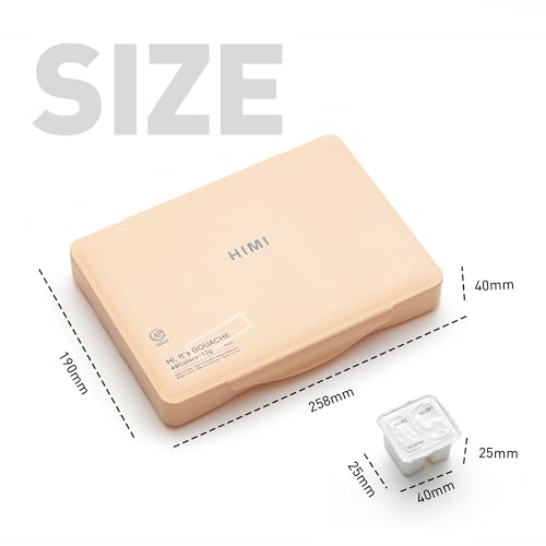 HIMI مجموعة طلاء جواش هيمي بتصميم كوب مزدوج مع 3 فرش طلاء، 48 لون 12 جرام، تصميم كوب جلي، طلاء غير سام للكانفاس والورق، مستلزمات فنية للمحترفين (فرو الخوخ) - Image 5