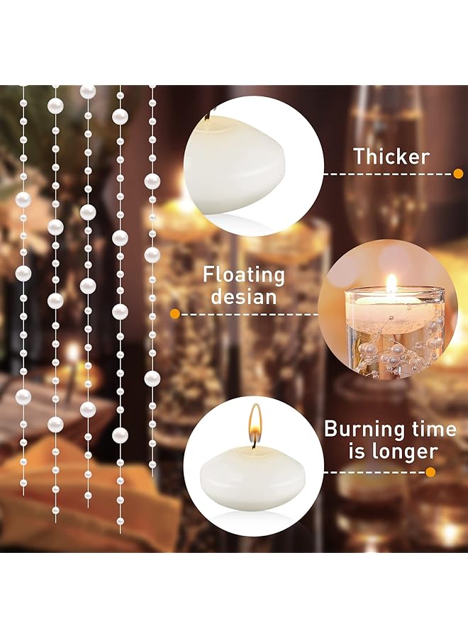 erorex 12 Pieces 1.65 Inch Floating Candles For Wedding Centerpiece Small Unscented Floating Candles Round Tea Lights Candles Metallic Smooth Wax Floating Disc Candles For Dinner Home Decor White - Image 4