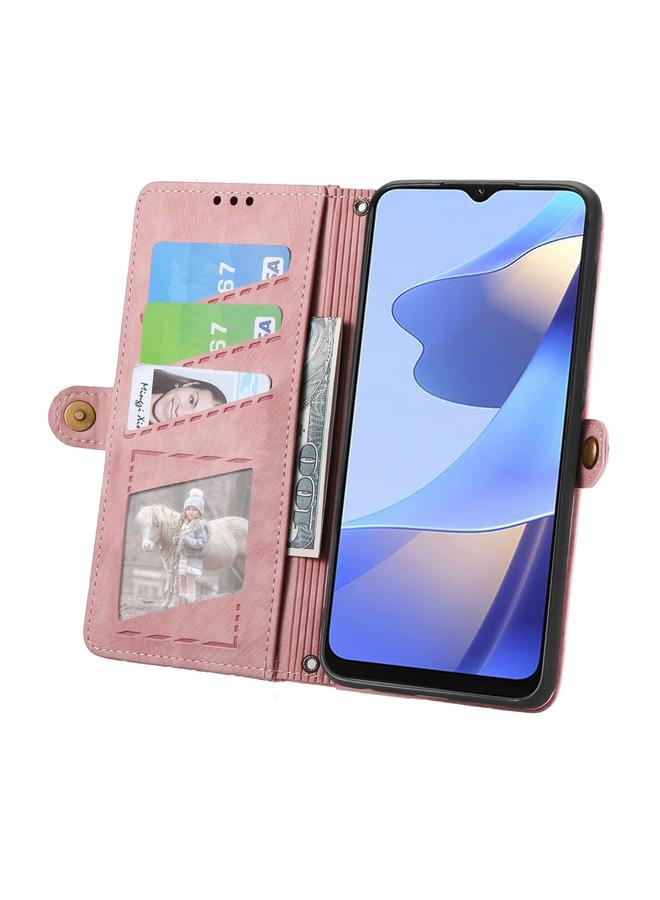 اس-توب جراب هاتف OPPO Reno7 Pro 5G مع محفظة بسحاب هندسي وإبزيم جانبي من الجلد - Image 3