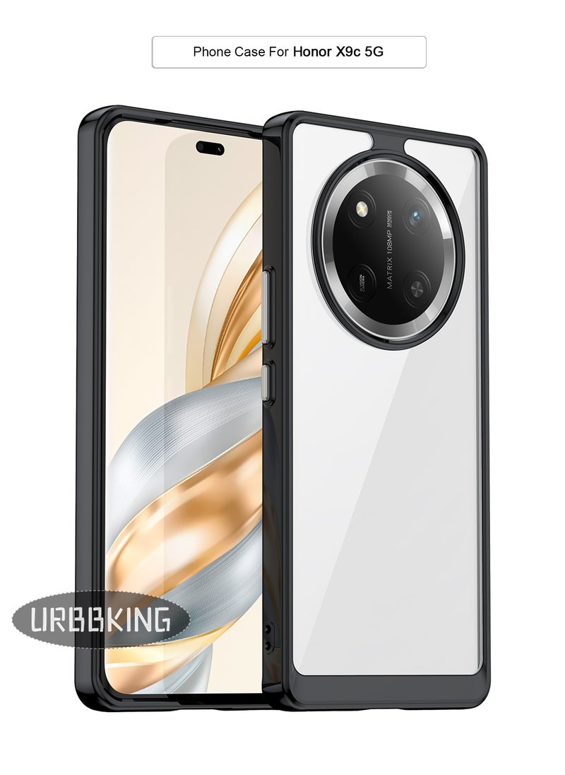 URBBKING Non Yellowing Drop Protection Thin Flexible Silicone TPU Shockproof Protective Slim Fit Phone Cover For Honor X9c 5G Black  - Image 1