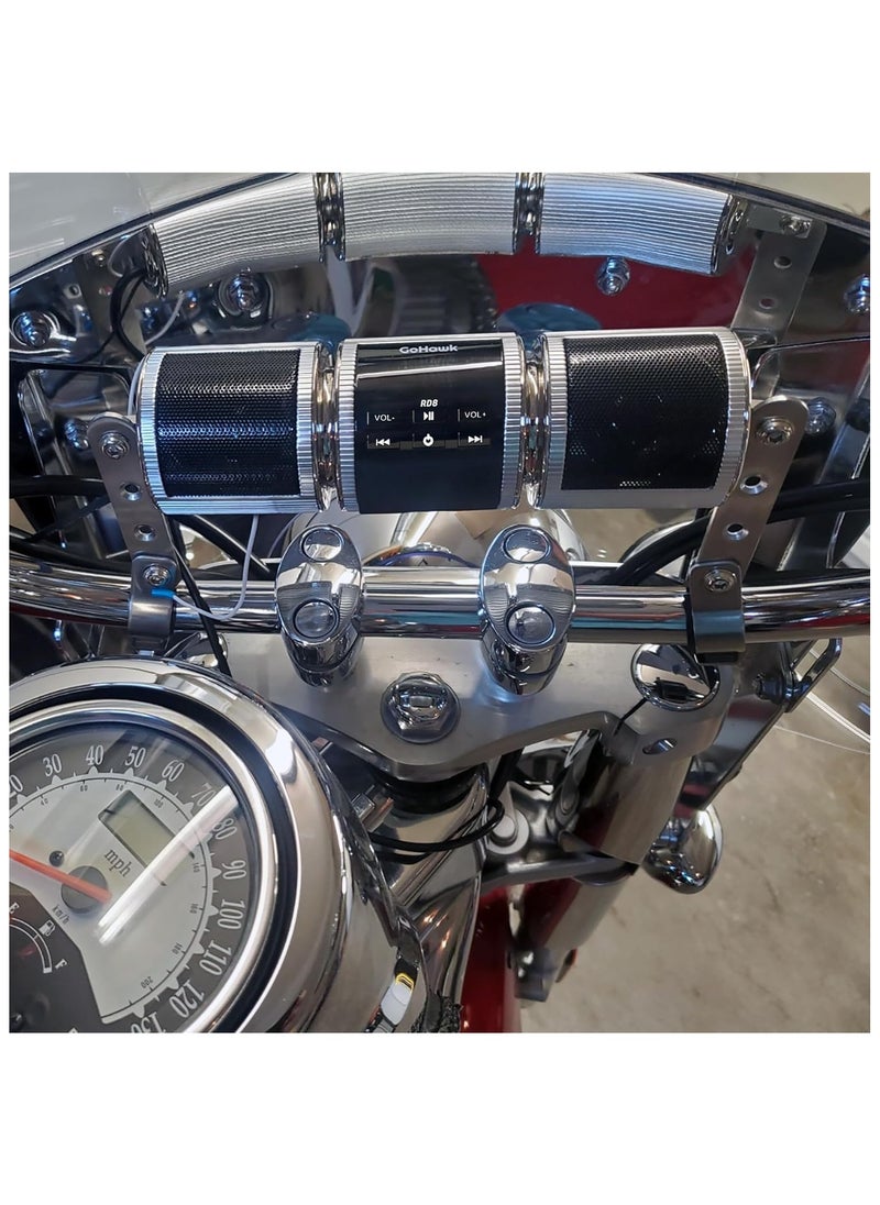 Generic - Waterproof Bluetooth Motorcycle Stereo Speakers - Handlebar Mount Audio System with MP3 Player, Amplifier, USB, microSD, FM Radio, AUX for Scooter, ATV, UTV, Jet Ski, 7/8-1.25 in. Handlebar Compatibility - Image 1