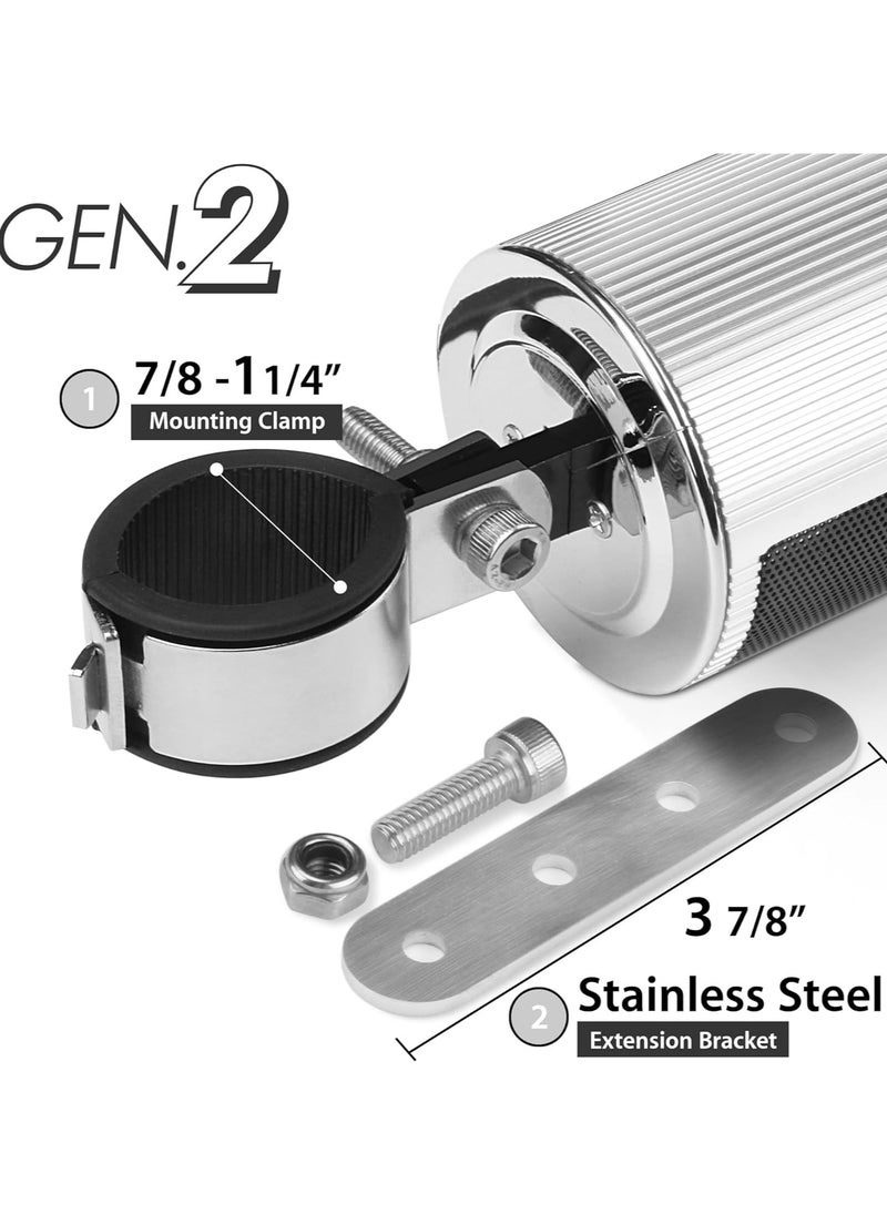 Generic - Waterproof Bluetooth Motorcycle Stereo Speakers - Handlebar Mount Audio System with MP3 Player, Amplifier, USB, microSD, FM Radio, AUX for Scooter, ATV, UTV, Jet Ski, 7/8-1.25 in. Handlebar Compatibility - Image 1
