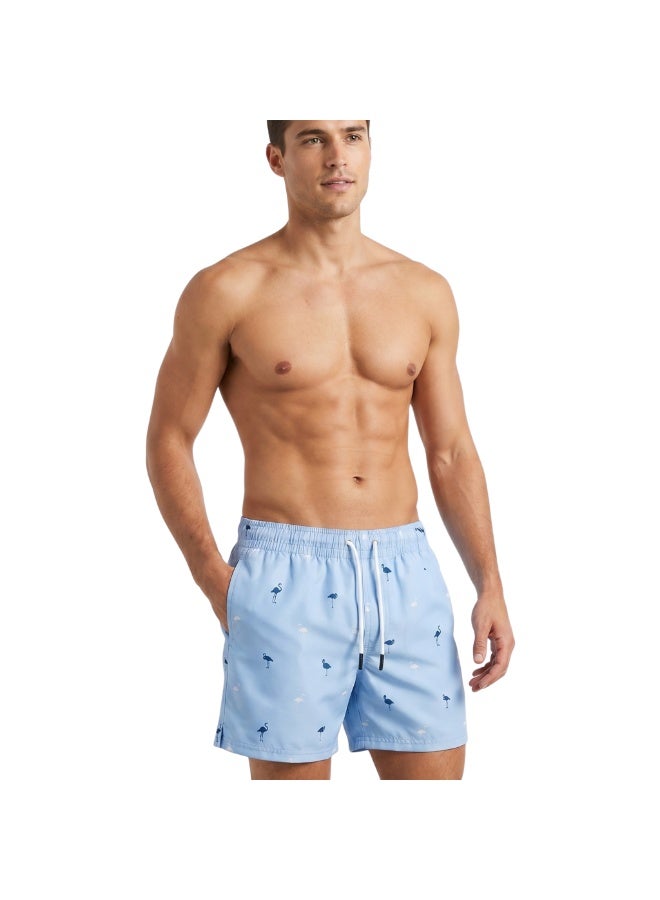 Pavone Men's Summer Swim Shorts – Light Blue Flamingo Print - Image 5