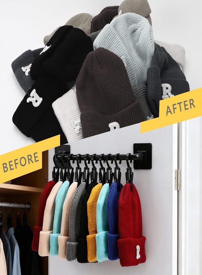 Fiwochic 3 Pcs Beanie Holder Organizer for Door Wall Knitted Hat Storage Rack Display 3 Tier Wall Mounted Hat Organizer with 30 Movable Clips Cap Storage Holds up to 30 Caps for Door - Image 4