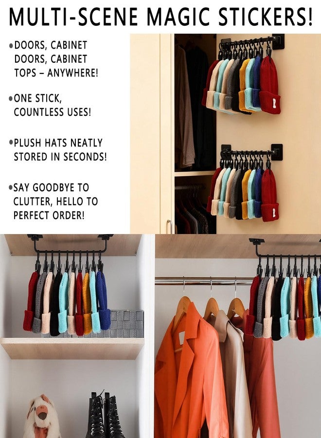 Fiwochic 3 Pcs Beanie Holder Organizer for Door Wall Knitted Hat Storage Rack Display 3 Tier Wall Mounted Hat Organizer with 30 Movable Clips Cap Storage Holds up to 30 Caps for Door - Image 5