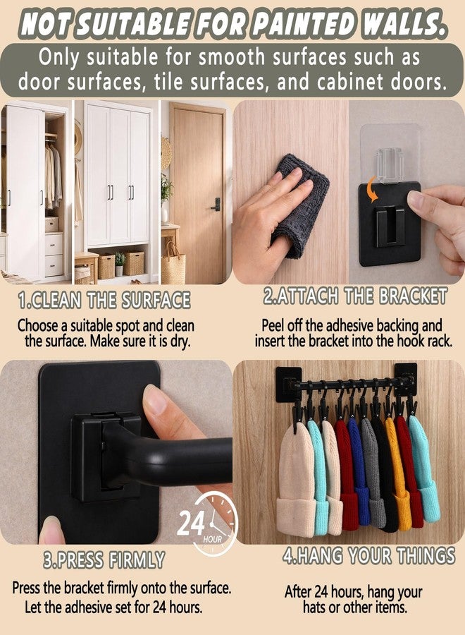 Fiwochic 3 Pcs Beanie Holder Organizer for Door Wall Knitted Hat Storage Rack Display 3 Tier Wall Mounted Hat Organizer with 30 Movable Clips Cap Storage Holds up to 30 Caps for Door - Image 3