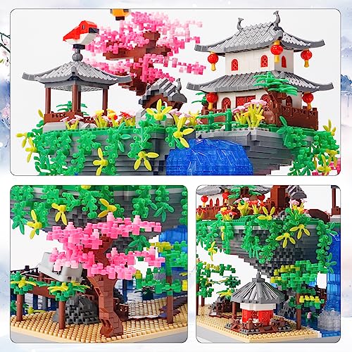 SAMYBLOCKS 3600PCS Micro Mini Blocks Peach Blossom Pond Bonsai Tree KitTraditional Architecture Building BlocksExquisite Cherry Bonsai Tree Kit Gift for 14 Kids Or Adults - Image 5