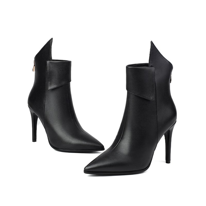 High Heel 40-48 Plus Size Pointed Back Zipper Low Boots - Image 1