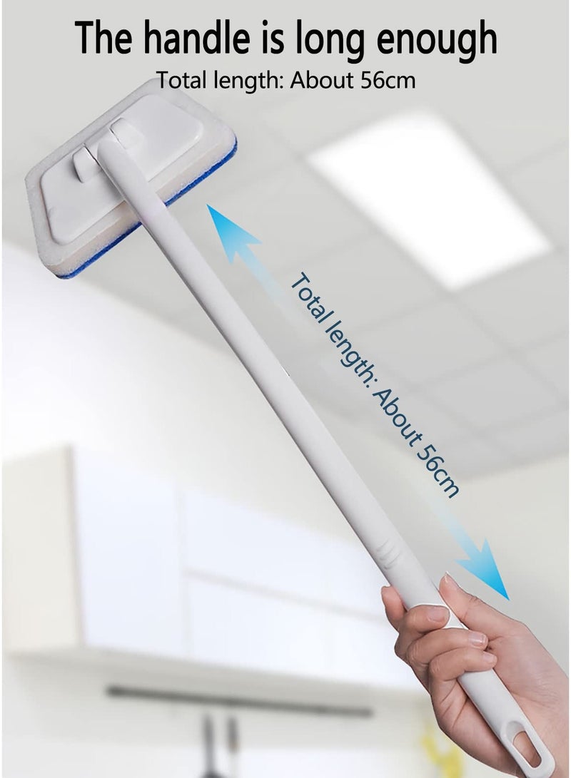 Cobest Removable Bathtub Brush, Bathroom Wall Brush Multifunctional Wall Tile Brush, 90Â° Rotating Brush Head Window Glass Sponge Cleaning Brush Long Handle Cleaning Floor Brush, 3 replacement heads - Image 4