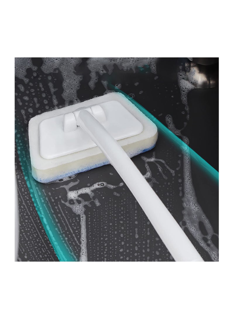 Cobest Removable Bathtub Brush, Bathroom Wall Brush Multifunctional Wall Tile Brush, 90Â° Rotating Brush Head Window Glass Sponge Cleaning Brush Long Handle Cleaning Floor Brush, 3 replacement heads - Image 3