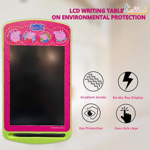 Kriiddaank Peppa Pig 10.5 Inch LCD Writing Tablet & Drawing Pad for Kids - Rewritable Electronic Travel Slate, Birthday Gift for Boys & Girls 3-9 Years, Pink Peppa Theme Educational Toy Board - Image 5