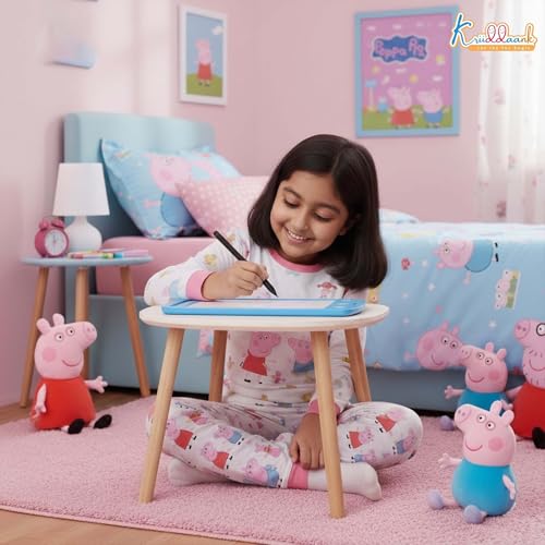 Kriiddaank Peppa Pig 10.5 Inch LCD Writing Tablet & Drawing Pad for Kids - Rewritable Electronic Travel Slate, Birthday Gift for Boys & Girls 3-9 Years, Pink Peppa Theme Educational Toy Board - Image 3