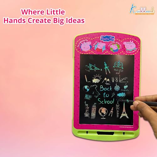 Kriiddaank Peppa Pig 10.5 Inch LCD Writing Tablet & Drawing Pad for Kids - Rewritable Electronic Travel Slate, Birthday Gift for Boys & Girls 3-9 Years, Pink Peppa Theme Educational Toy Board - Image 4