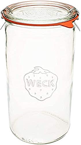 Weck Jar 974 - 1.5L Glass Jars with Large Storage Capacity - Preserving Jars with Airtight Lids Suitable for Pickling - Heat Resistant Canning Jars - Microwave Safe - (1 Jar with Glass Lid) 54 fl. oz - Image 1