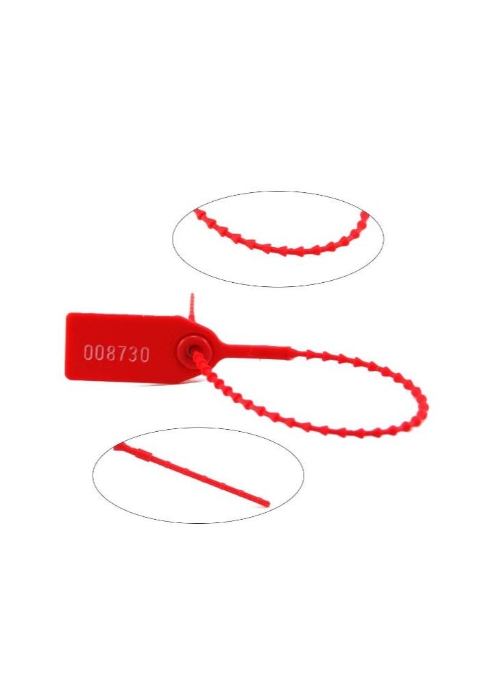 100 Plastic Tamper Seals, Numbered Zip Ties for Fire Extinguisher Pull Tite Security Tags Disposable Self Locking Signage 250mm (Red) - Image 3