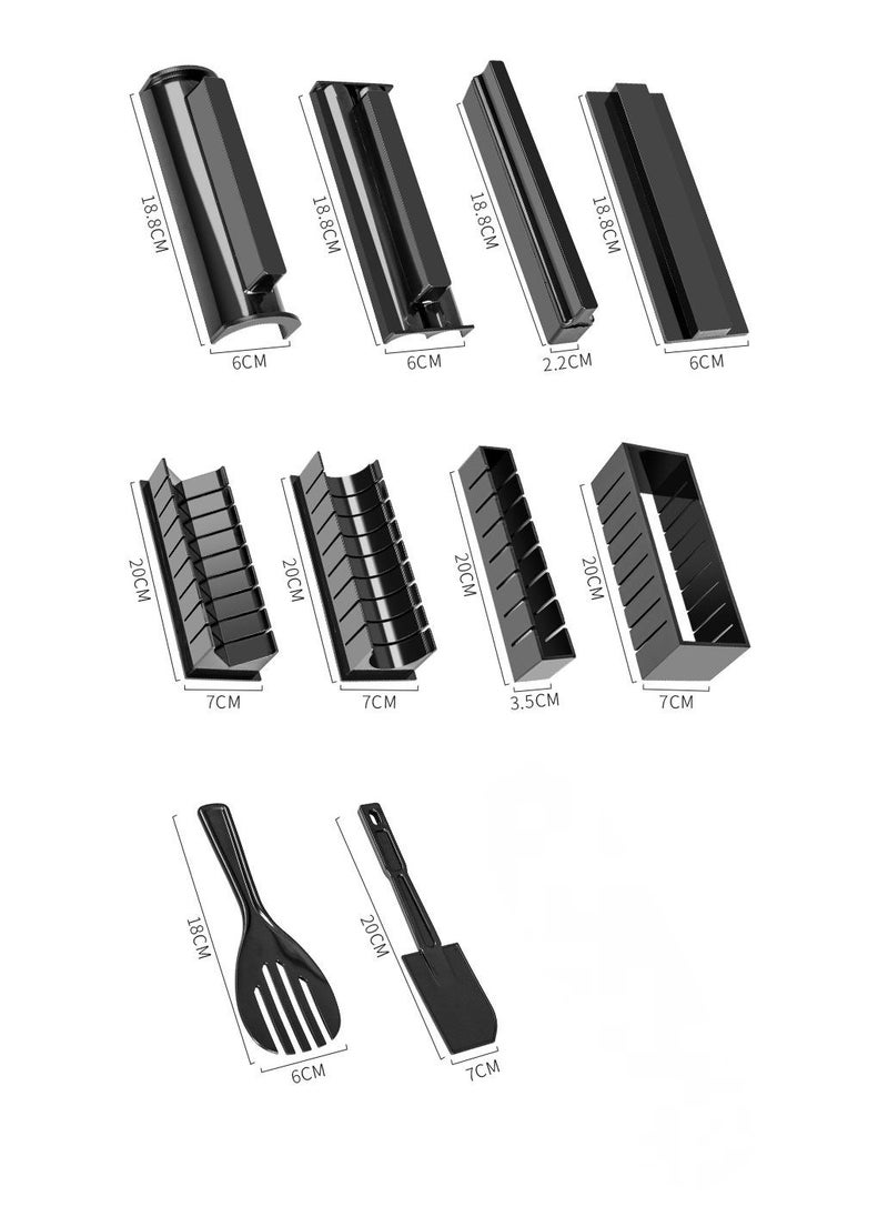 Y&D - 10-Piece Sushi Maker DIY With Utensils Set Black - Image 1