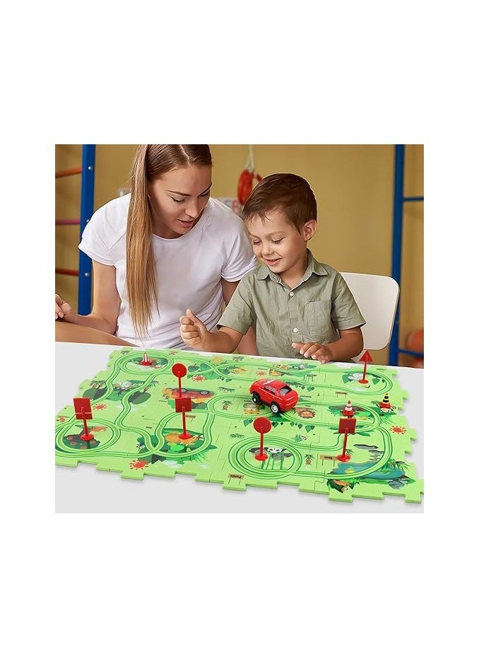 Educational Electric Car Track Puzzle for Kids - 25 Interactive Pieces for Kids' Learning with Car, Track, and Road Supplies  - Image 2