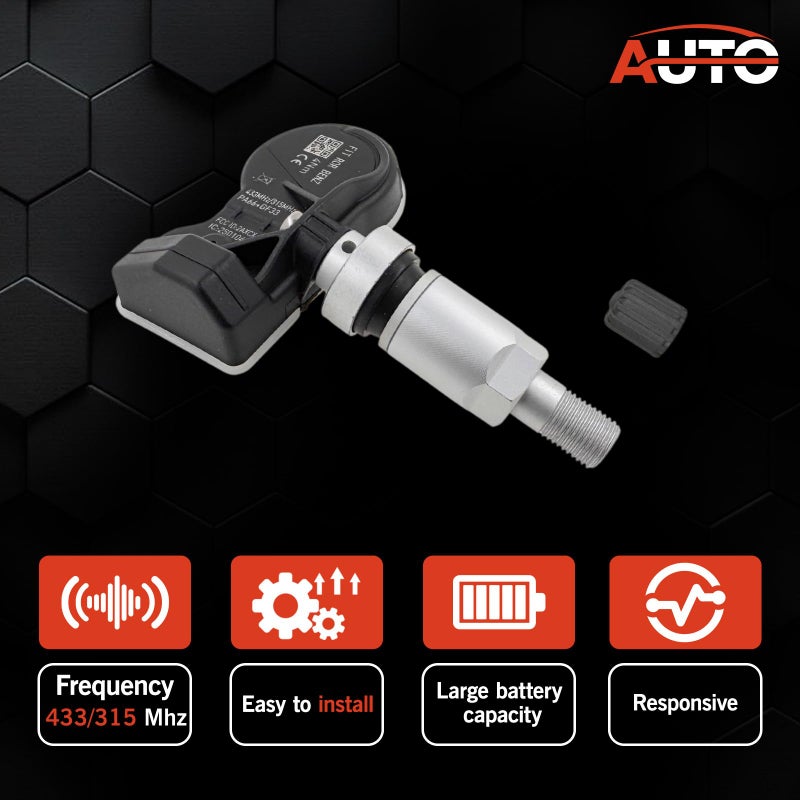 AUTO OCCASION مجموعة AUTO OCCASION 4 حزمة حساسات مراقبة ضغط الإطارات TPMS العالمية المبرمجة متوافقة مع جميع طرازات مرسيدس بنز من 2000-2023 433Mhz 315Mhz - Image 5
