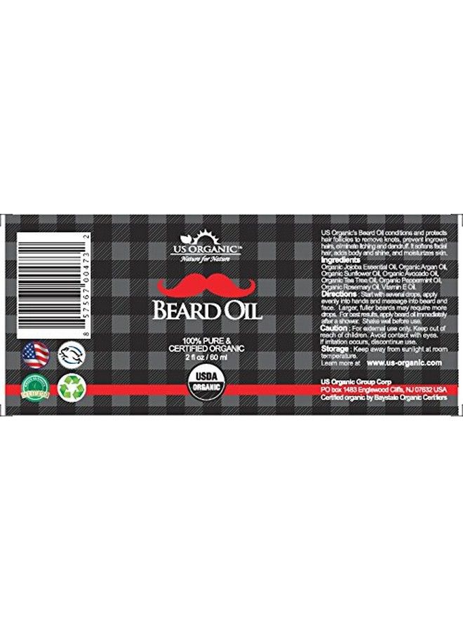 US Organic Beard Oil 100% Pure With Antimicrobial Properties Usda Certified Amber Glass Bottle With Eye Dropper 2 Ounce - Image 3