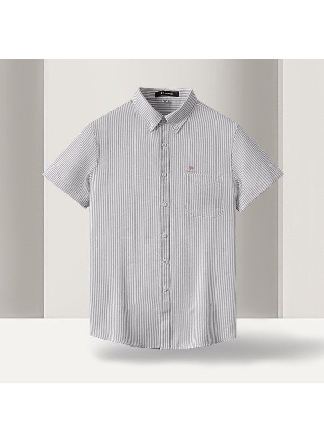 Fomoce 2024 Summer Easy-care Breathable Relaxed Fit Men's Short-sleeve Shirt - Image 4