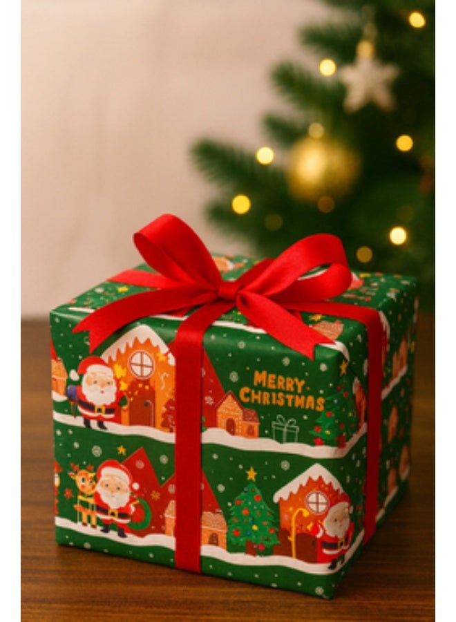 Traditional Red & Green Santa Gift Wrap (pack of 3) - Image 2